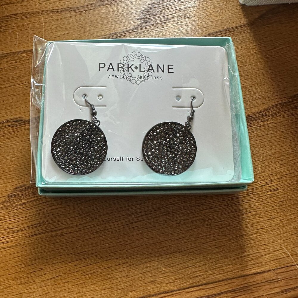 Park Lane Jewelry Hendrix earrings Hematite with crystals edgy and modern look